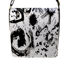 Pattern Color Painting Dab Black Flap Messenger Bag (L) 