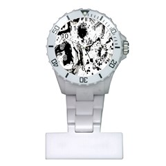 Pattern Color Painting Dab Black Plastic Nurses Watch