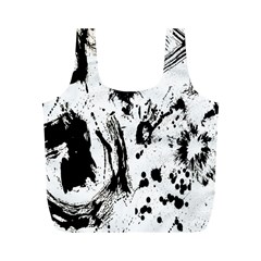 Pattern Color Painting Dab Black Full Print Recycle Bags (M) 