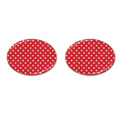 Pattern Felt Background Paper Red Cufflinks (Oval)