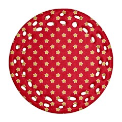 Pattern Felt Background Paper Red Round Filigree Ornament (Two Sides)