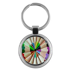 Pen Crayon Color Sharp Red Yellow Key Chains (round)  by Nexatart