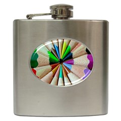 Pen Crayon Color Sharp Red Yellow Hip Flask (6 Oz) by Nexatart