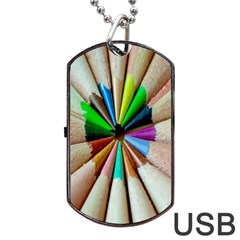 Pen Crayon Color Sharp Red Yellow Dog Tag Usb Flash (one Side) by Nexatart