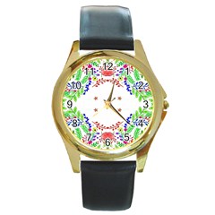 Holiday Festive Background With Space For Writing Round Gold Metal Watch by Nexatart