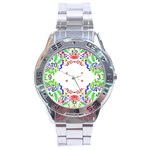 Holiday Festive Background With Space For Writing Stainless Steel Analogue Watch Front