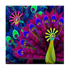 Peacock Abstract Digital Art Tile Coasters by Nexatart