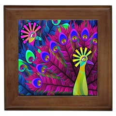 Peacock Abstract Digital Art Framed Tiles by Nexatart