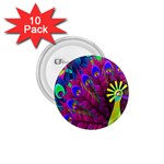 Peacock Abstract Digital Art 1.75  Buttons (10 pack) Front