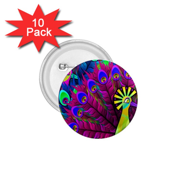 Peacock Abstract Digital Art 1.75  Buttons (10 pack)