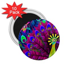 Peacock Abstract Digital Art 2 25  Magnets (10 Pack)  by Nexatart