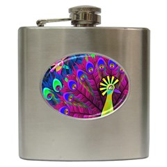 Peacock Abstract Digital Art Hip Flask (6 Oz) by Nexatart