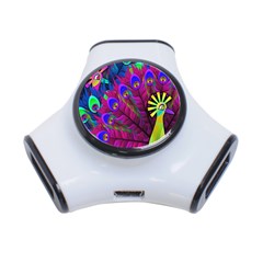 Peacock Abstract Digital Art 3-port Usb Hub by Nexatart