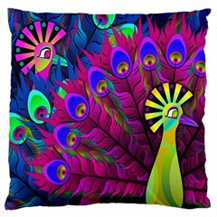 Peacock Abstract Digital Art Large Cushion Case (one Side) by Nexatart