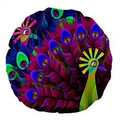 Peacock Abstract Digital Art Large 18  Premium Round Cushions by Nexatart