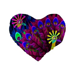 Peacock Abstract Digital Art Standard 16  Premium Heart Shape Cushions by Nexatart