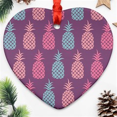 Pineapple Pattern  Ornament (heart) by Nexatart