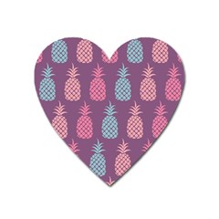 Pineapple Pattern  Heart Magnet by Nexatart