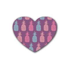 Pineapple Pattern  Heart Coaster (4 Pack)  by Nexatart