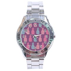 Pineapple Pattern  Stainless Steel Analogue Watch by Nexatart