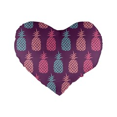 Pineapple Pattern  Standard 16  Premium Flano Heart Shape Cushions by Nexatart