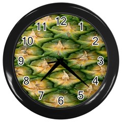 Pineapple Pattern Wall Clocks (black) by Nexatart