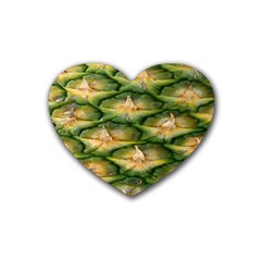 Pineapple Pattern Rubber Coaster (heart)  by Nexatart