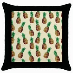 Pineapple Wallpaper Pattern Throw Pillow Case (black) by Nexatart