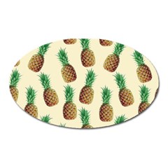 Pineapple Wallpaper Pattern Oval Magnet by Nexatart