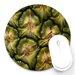 Pineapple Fruit Close Up Macro Round Mousepads by Nexatart