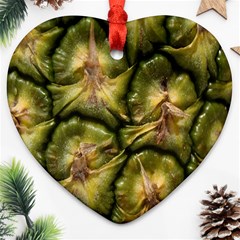 Pineapple Fruit Close Up Macro Heart Ornament (two Sides) by Nexatart