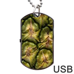 Pineapple Fruit Close Up Macro Dog Tag Usb Flash (one Side) by Nexatart