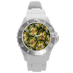 Pineapple Fruit Close Up Macro Round Plastic Sport Watch (l) by Nexatart