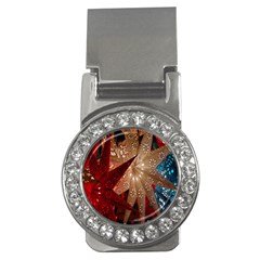 Poinsettia Red Blue White Money Clips (cz)  by Nexatart