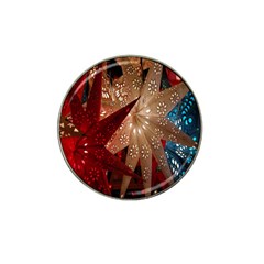 Poinsettia Red Blue White Hat Clip Ball Marker by Nexatart