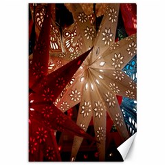 Poinsettia Red Blue White Canvas 12  X 18   by Nexatart