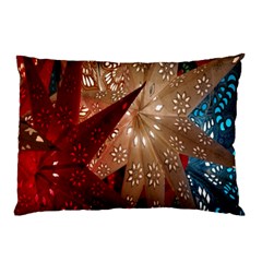 Poinsettia Red Blue White Pillow Case by Nexatart