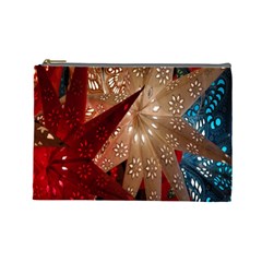 Poinsettia Red Blue White Cosmetic Bag (large)  by Nexatart