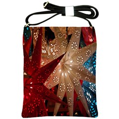 Poinsettia Red Blue White Shoulder Sling Bags by Nexatart