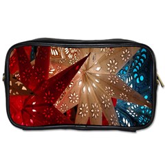 Poinsettia Red Blue White Toiletries Bags 2-side by Nexatart