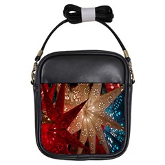 Poinsettia Red Blue White Girls Sling Bags by Nexatart