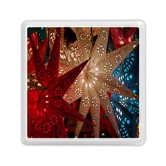 Poinsettia Red Blue White Memory Card Reader (square)  by Nexatart