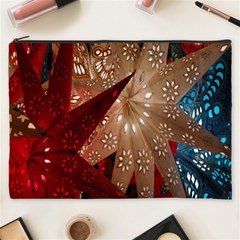 Poinsettia Red Blue White Cosmetic Bag (xxxl)  by Nexatart