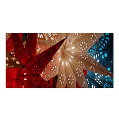 Poinsettia Red Blue White Satin Shawl by Nexatart