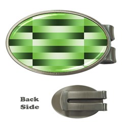 Pinstripes Green Shapes Shades Money Clips (oval)  by Nexatart