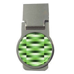 Pinstripes Green Shapes Shades Money Clips (round)  by Nexatart