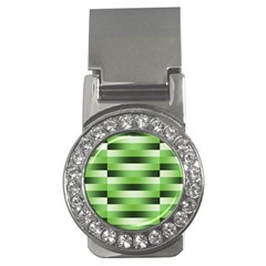 Pinstripes Green Shapes Shades Money Clips (cz)  by Nexatart