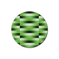 Pinstripes Green Shapes Shades Rubber Coaster (round)  by Nexatart