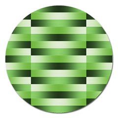 Pinstripes Green Shapes Shades Magnet 5  (round) by Nexatart