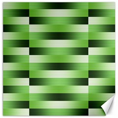 Pinstripes Green Shapes Shades Canvas 16  X 16   by Nexatart